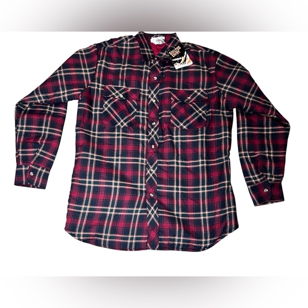 Vintage NWT Campus Rugged Country Quilted red, cream Plaid Shirt/Jacket Medium